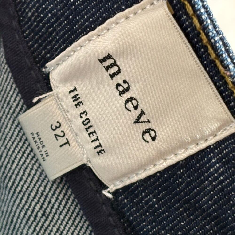 Maeve Colette Ruffle Hem High Rise Wide Leg Dark Wash Cropped Jeans Size 32 Tall - Picture 4 of 12